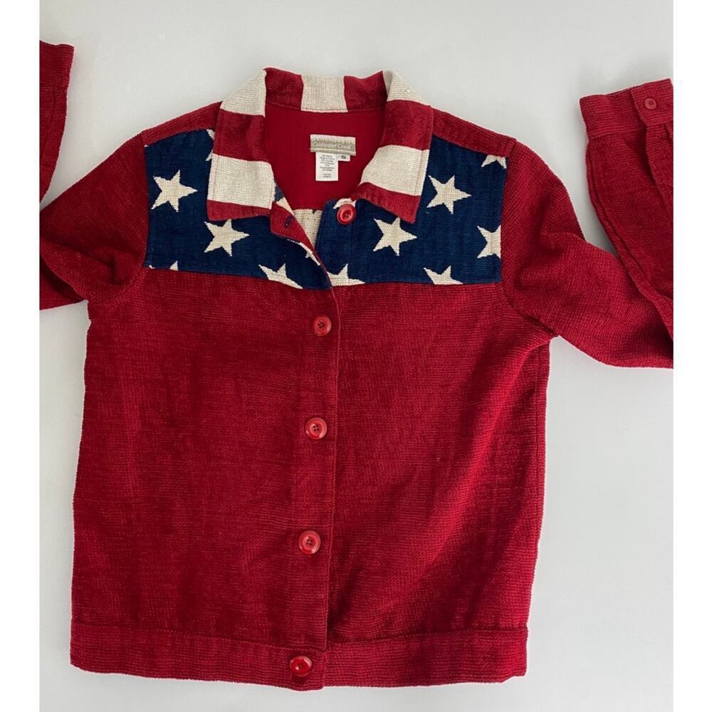 Coldwater Creek Stars & Stripes Shacket Jacket July 4 Patriotic - Size Small